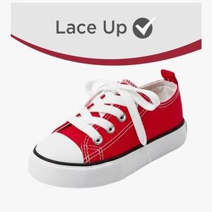 Red Lace-Up Kids Canvas Sneakers